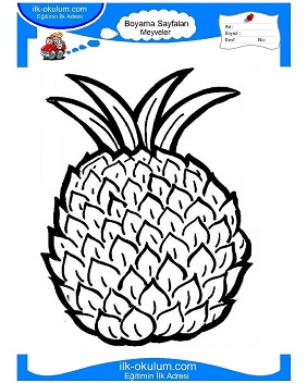 Çocuklar İçin Ananas Boyama Sayfaları 